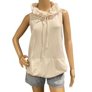 CALIA by Carrie Underwood Ivory Sleeveless Cowl Neck Hoodie Soft Scuba Top M